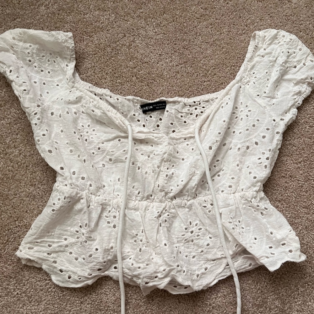 SHEIN White Eyelet Blouse